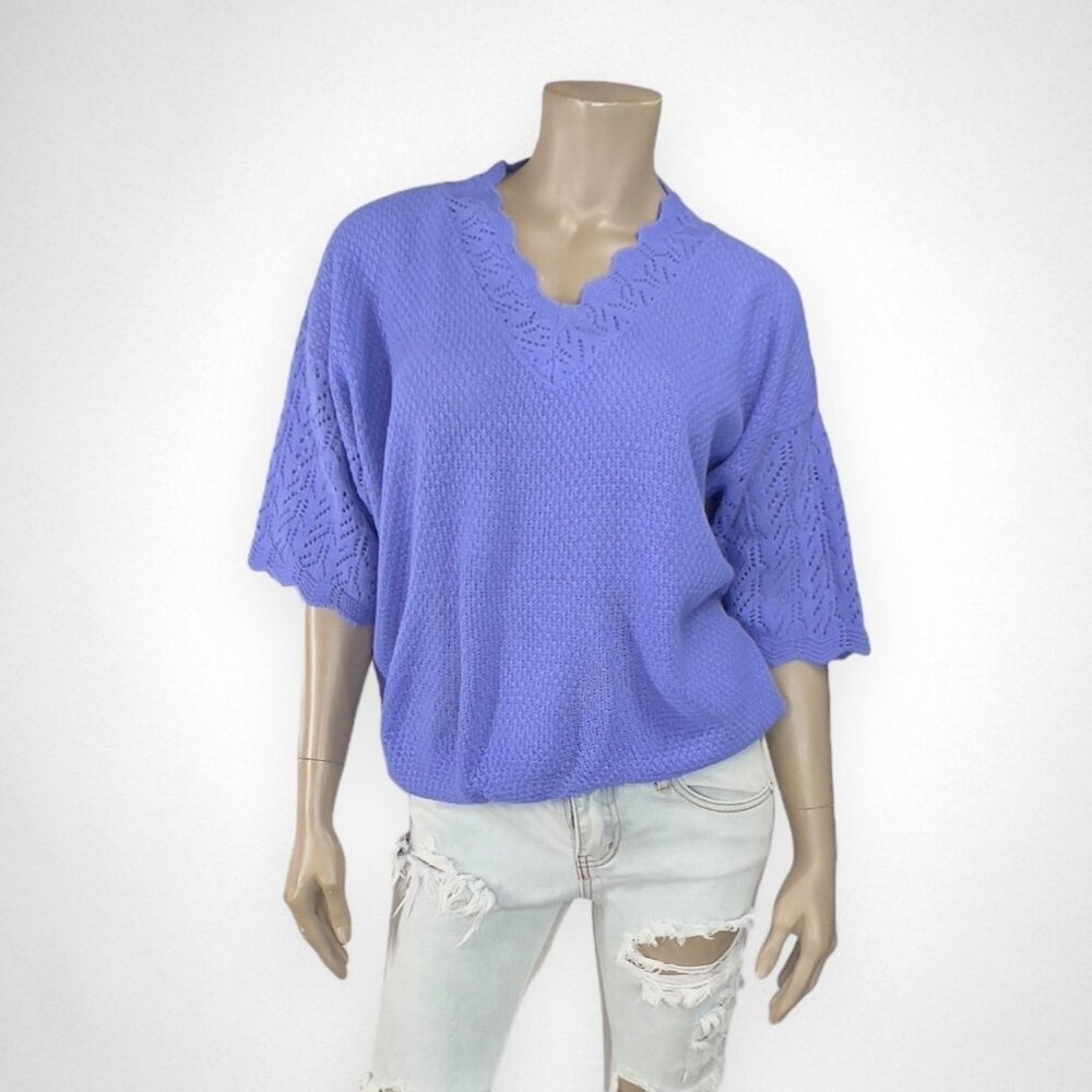 Vintage ROAMAN'S Medium Knit Purple Sweater Spring Easter‎